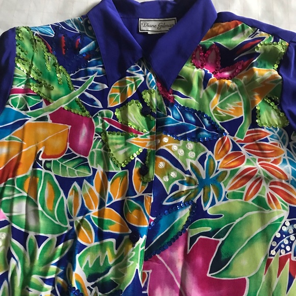 Diane Gilman Silk & Sequin Shirt. - Picture 5 of 5